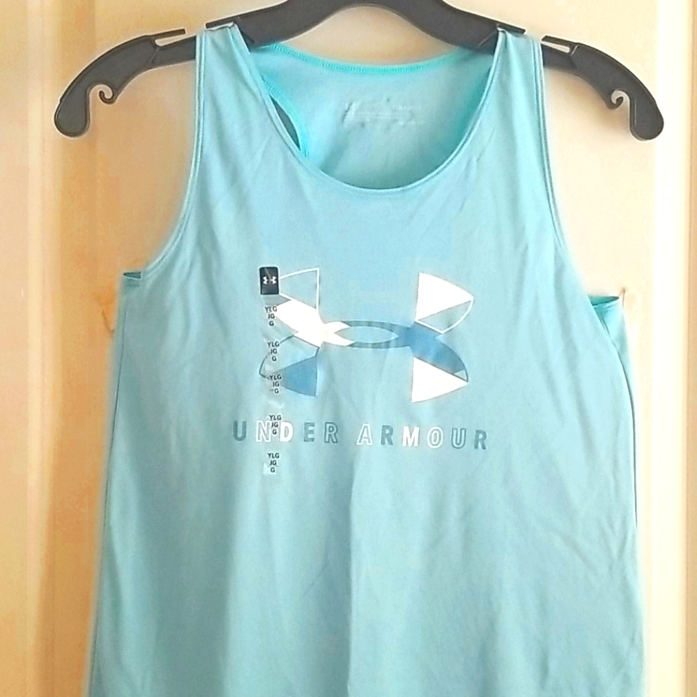 Under Armour Girls Logo Tank Light Teal NWT